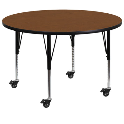 Mobile 42'' Round HP Laminate Activity Table - Height Adjustable Short Legs