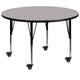 Gray |#| Mobile 42inch Round Grey HP Laminate Activity Table - Height Adjustable Short Legs