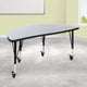Grey |#| Mobile 47.5inch Half Circle Wave Collaborative Grey Kids Adjustable Activity Table