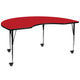 Red |#| Mobile 48inchW x 72inchL Kidney Red HP Laminate Adjustable Activity Table