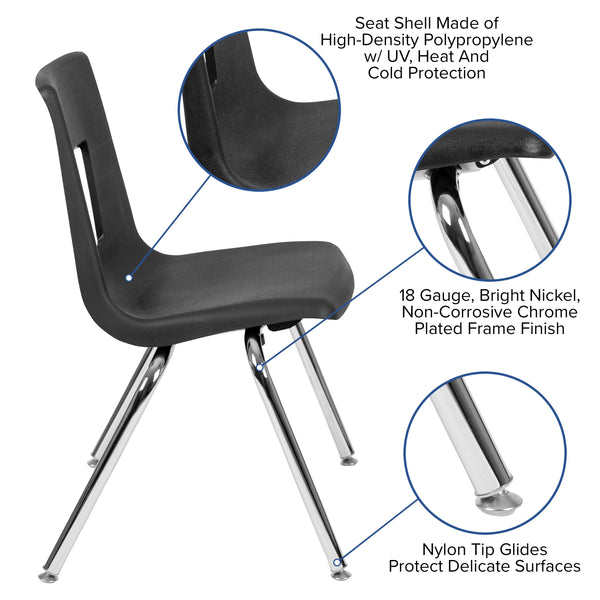 Grey |#| Mobile 60inch Circle Wave Activity Table Set-18inch Student Stack Chairs, Grey/Black