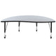 Grey |#| Mobile 60inch Half Circle Wave Collaborative Grey Kids Adjustable Activity Table
