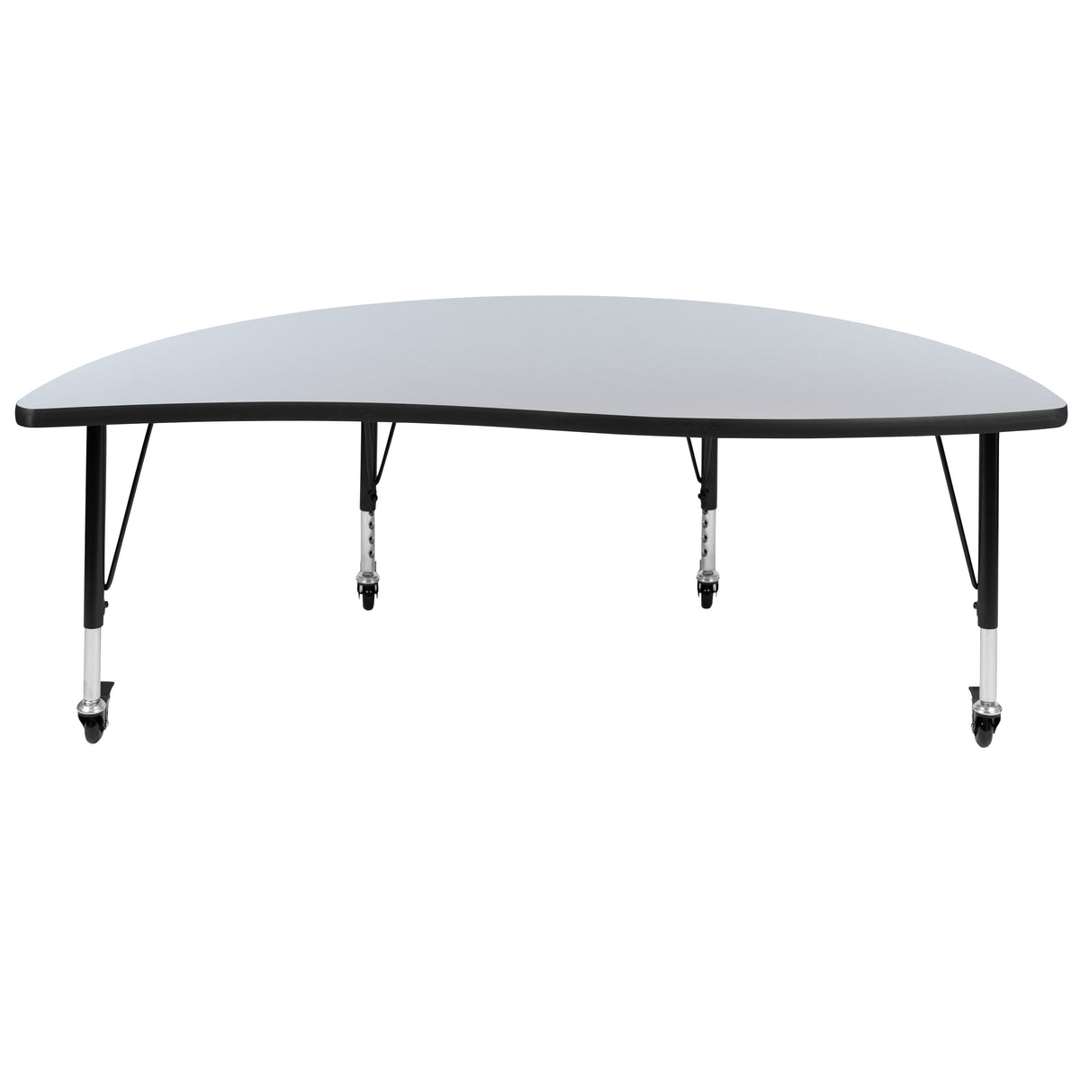 Grey |#| Mobile 60inch Half Circle Wave Collaborative Grey Kids Adjustable Activity Table