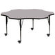 Gray |#| Mobile 60inch Flower Grey Thermal Laminate Activity Table - Height Adjustable Legs