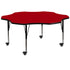 Mobile 60'' Flower Thermal Laminate Activity Table - Height Adjustable Short Legs