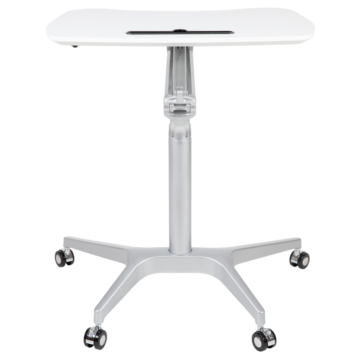 White |#| White Mobile Sit-Down, Stand-Up Ergonomic Computer Desk - Standing Desk