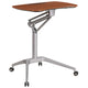 Mahogany |#| Mobile Sit/Stand Mahogany Computer Desk w/ 28.25inchW Top (Adj Range 29inch - 41inch)