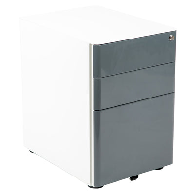 Modern 3-Drawer Mobile Locking Filing Cabinet with Anti-Tilt Mechanism and Hanging Drawer for Legal & Letter Files