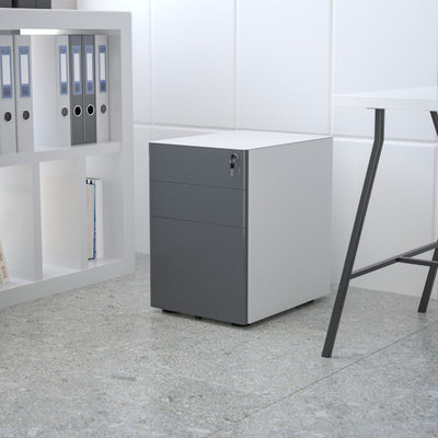 Modern 3-Drawer Mobile Locking Filing Cabinet with Anti-Tilt Mechanism and Hanging Drawer for Legal & Letter Files