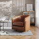 Brown |#| Classic Club Style Chair with 360° Swivel Base and Nail Trim - Brown LeatherSoft