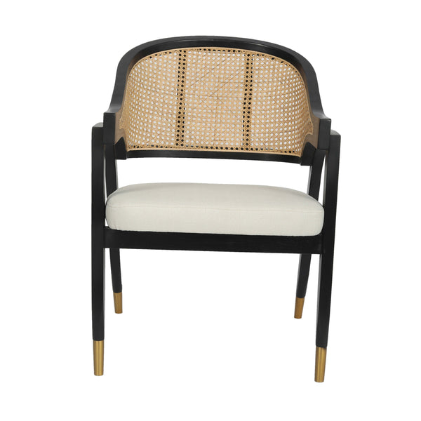 Black |#| Commercial Grade Cane Rattan Dining Chair with Padded Seat - Natural/Black