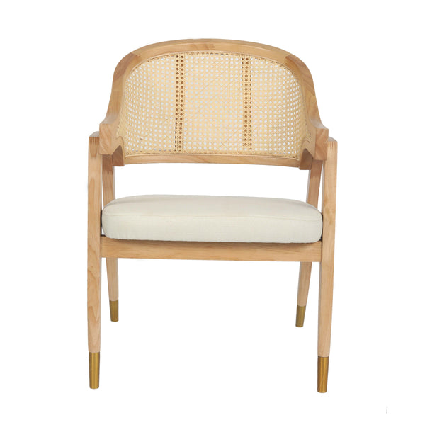 Natural |#| Commercial Grade Cane Rattan Dining Chair with Padded Seat - Natural