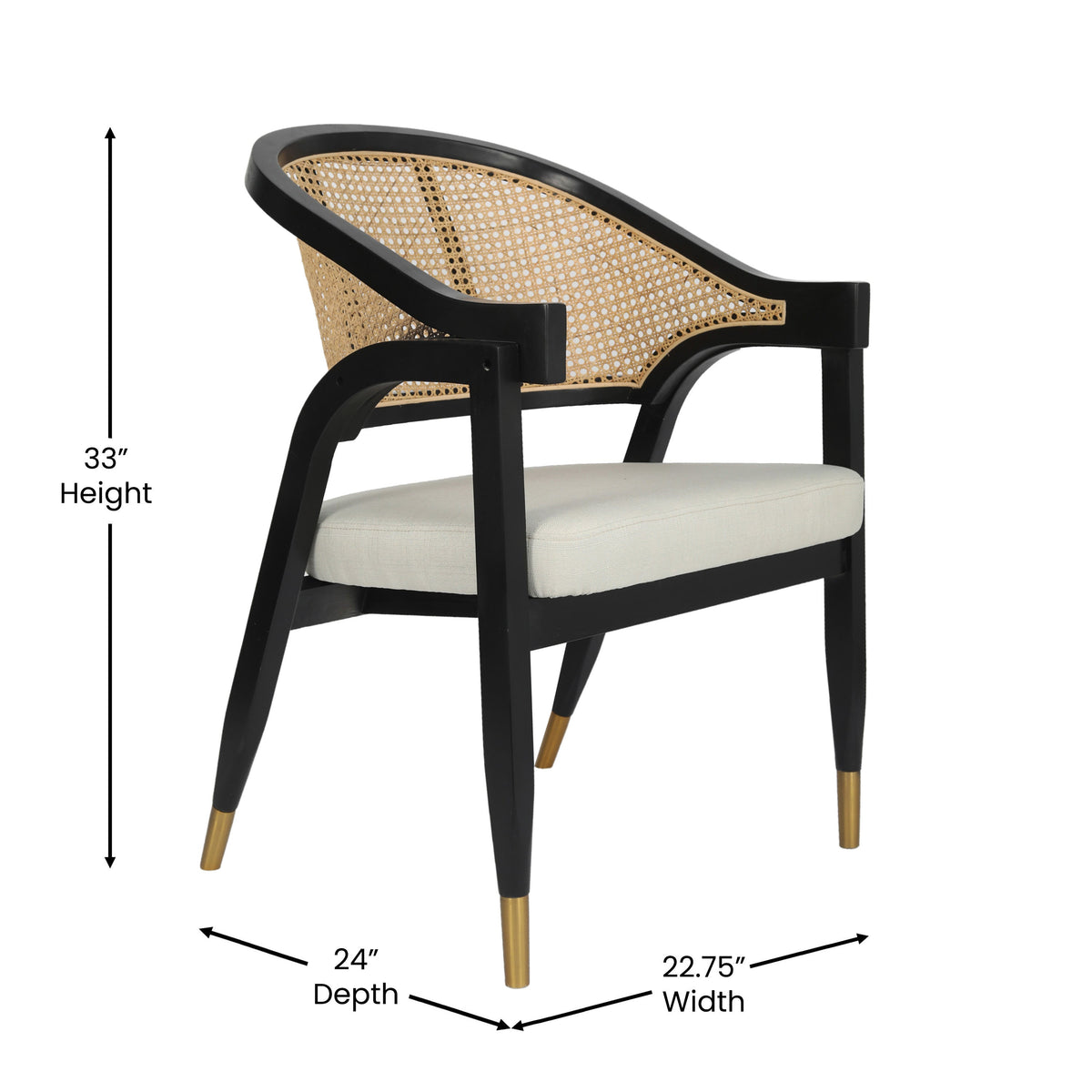 Black |#| Commercial Grade Cane Rattan Dining Chair with Padded Seat - Natural/Black