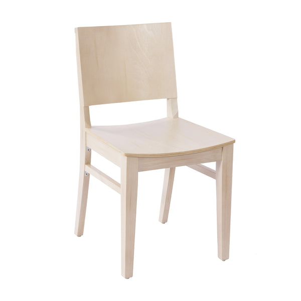Antique White |#| Commercial Solid Wood Dining Chair with Curved Backrest in Antique White