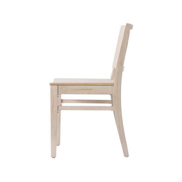 Antique White |#| Commercial Solid Wood Dining Chair with Curved Backrest in Antique White