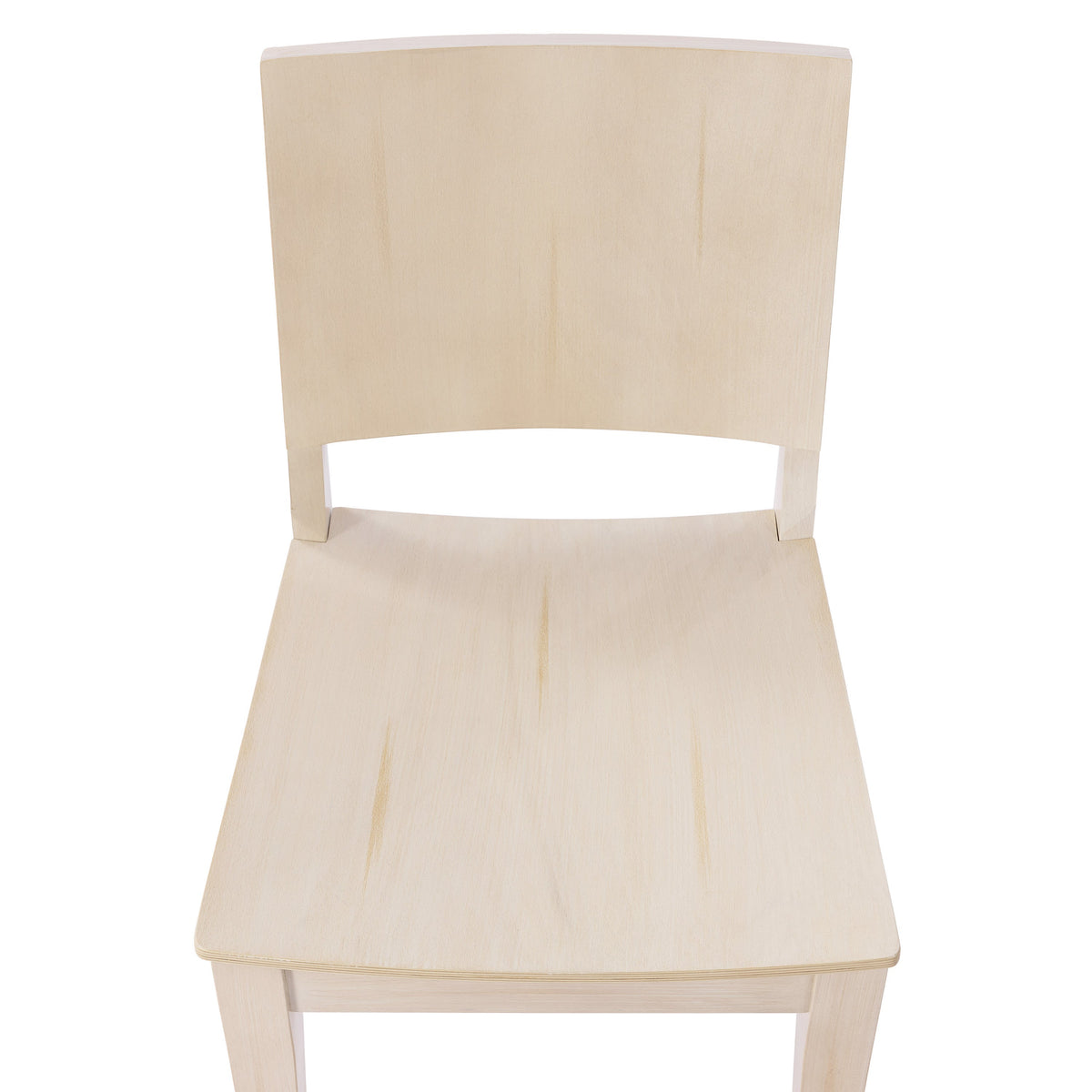 Antique White |#| Commercial Solid Wood Dining Chair with Curved Backrest in Antique White