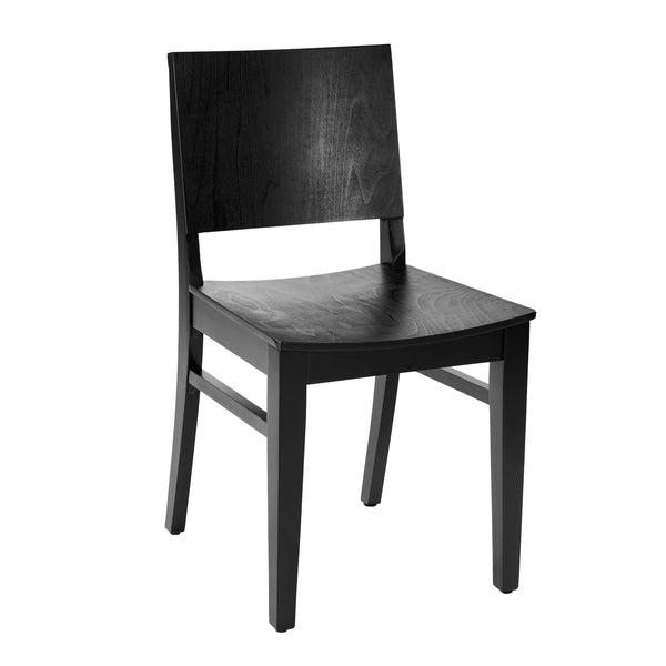 Black |#| Commercial Solid Wood Dining Chair with Curved Backrest in Black