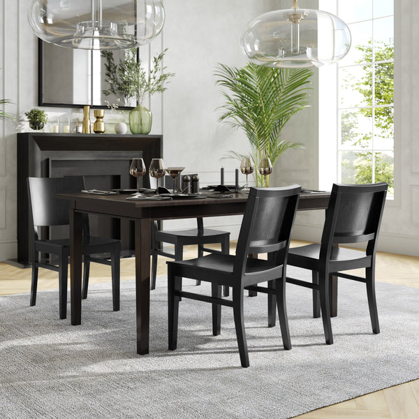 Black |#| Commercial Solid Wood Dining Chair with Curved Backrest in Black