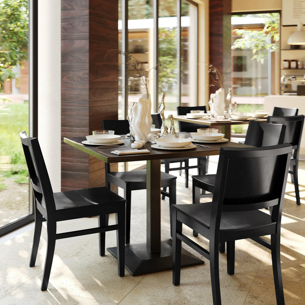 Black |#| Commercial Solid Wood Dining Chair with Curved Backrest in Black