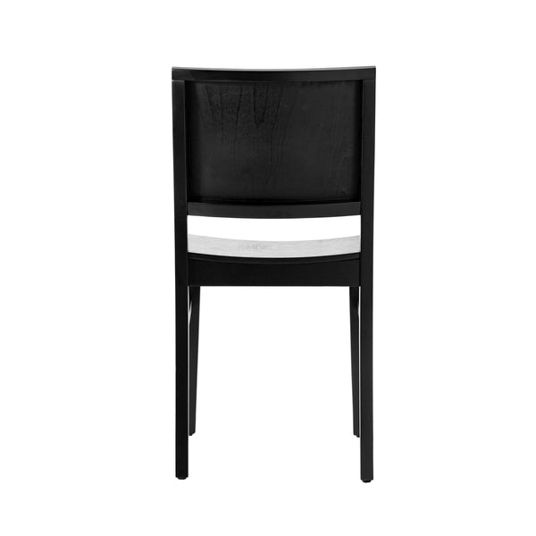 Black |#| Commercial Solid Wood Dining Chair with Curved Backrest in Black