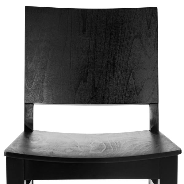 Black |#| Commercial Solid Wood Dining Chair with Curved Backrest in Black