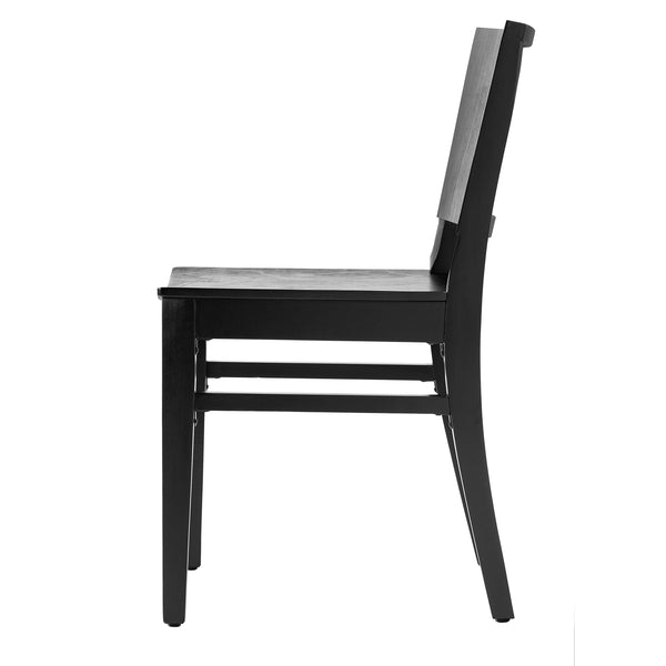 Black |#| Commercial Solid Wood Dining Chair with Curved Backrest in Black