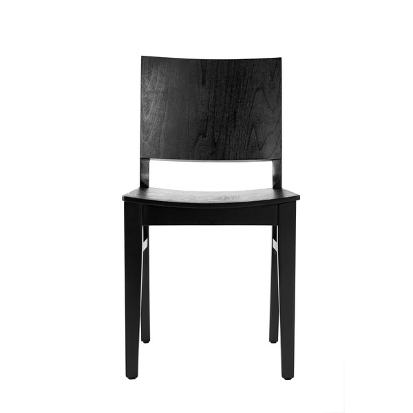 Black |#| Commercial Solid Wood Dining Chair with Curved Backrest in Black