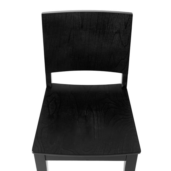 Black |#| Commercial Solid Wood Dining Chair with Curved Backrest in Black