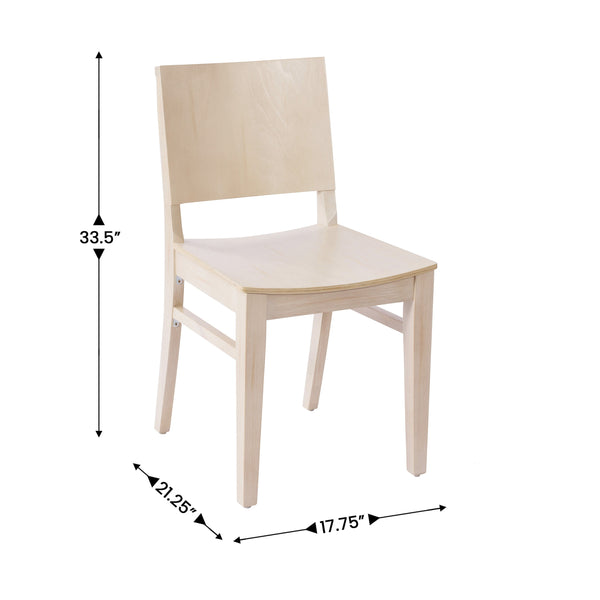 Antique White |#| Commercial Solid Wood Dining Chair with Curved Backrest in Antique White