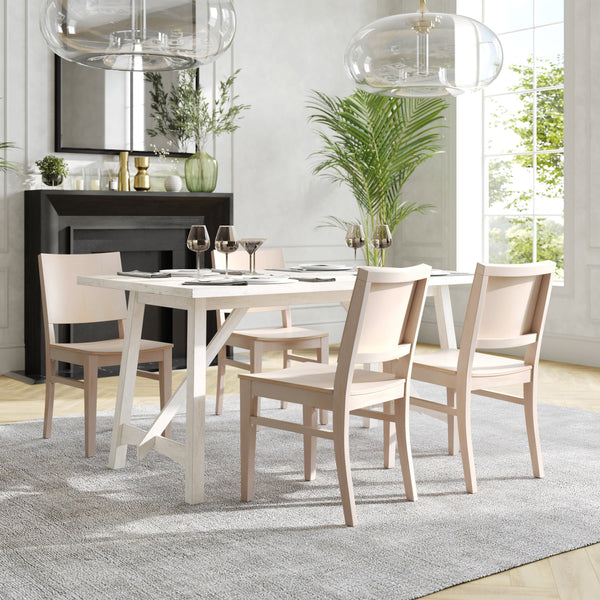 Antique White |#| Commercial Solid Wood Dining Chair with Curved Backrest in Antique White