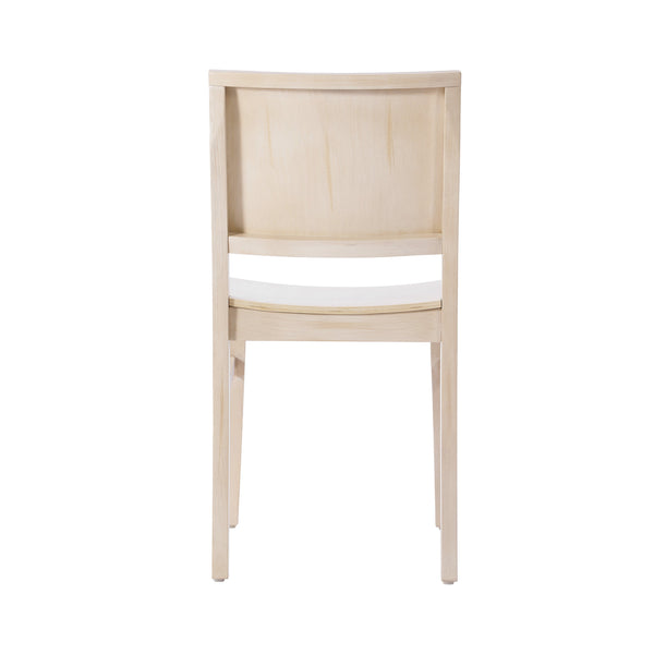 Antique White |#| Commercial Solid Wood Dining Chair with Curved Backrest in Antique White