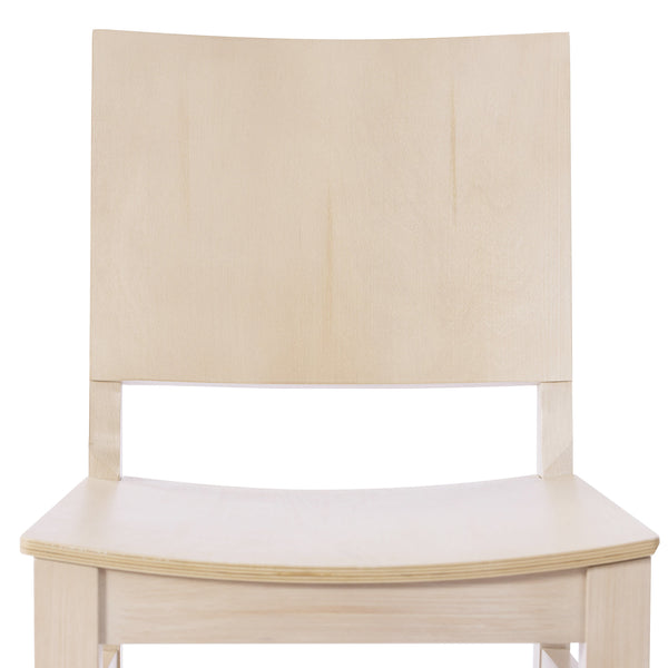 Antique White |#| Commercial Solid Wood Dining Chair with Curved Backrest in Antique White