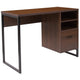 Rustic Coffee Wood Grain Finish Computer Desk with Black Metal Frame