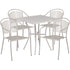 Oia Commercial Grade 28" Square Indoor-Outdoor Steel Patio Table Set with 4 Round Back Chairs