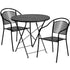 Oia Commercial Grade 30" Round Indoor-Outdoor Steel Folding Patio Table Set with 2 Round Back Chairs