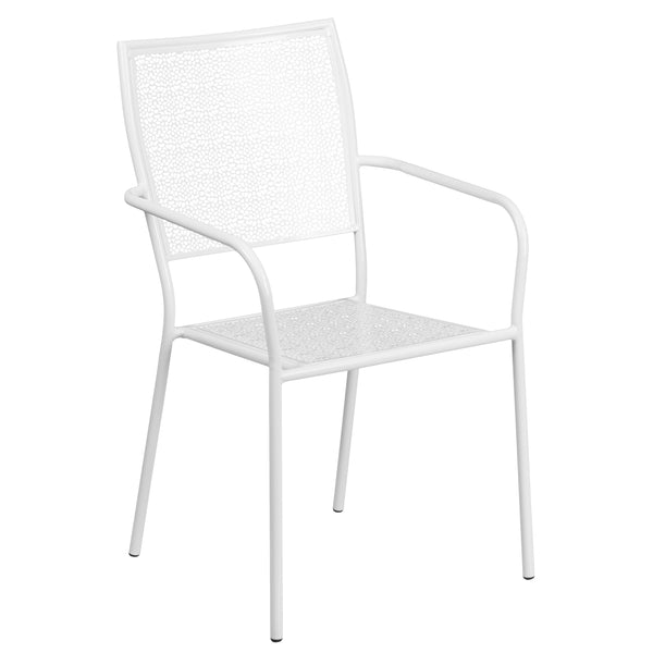 Gold |#| 35.25inch Round Gold Indoor-Outdoor Steel Patio Table Set w/ 4 Square Back Chairs