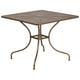 Gold |#| 35.5inch Square Gold Indoor-Outdoor Steel Patio Table Set w/ 4 Square Back Chairs