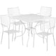 White |#| 35.5inch Square White Indoor-Outdoor Steel Patio Table Set w/ 4 Square Back Chairs