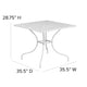White |#| 35.5inch Square White Indoor-Outdoor Steel Patio Table-Umbrella Hole-Restaurant