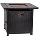 Black |#| Outdoor 50,000 BTU Black 28inchSquare Metal Fire Pit Table with Lid and Lava Rock