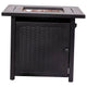 Black |#| Outdoor 50,000 BTU Black 28inchSquare Metal Fire Pit Table with Lid and Lava Rock