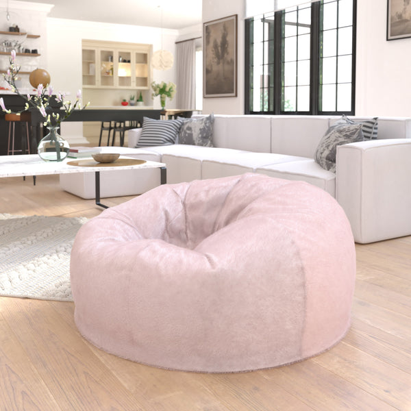 Blush Furry |#| Oversized Blush Furry Refillable Bean Bag Chair for All Ages