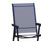 Navy |#| Portable Navy Outdoor Folding Patio Sling Chair with Black Frame - Set of 2