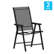 Black |#| Portable Black Outdoor Folding Patio Sling Chair with Black Frame - Set of 2