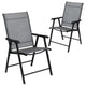 Gray |#| Portable Gray Outdoor Folding Patio Sling Chair with Black Frame - Set of 2