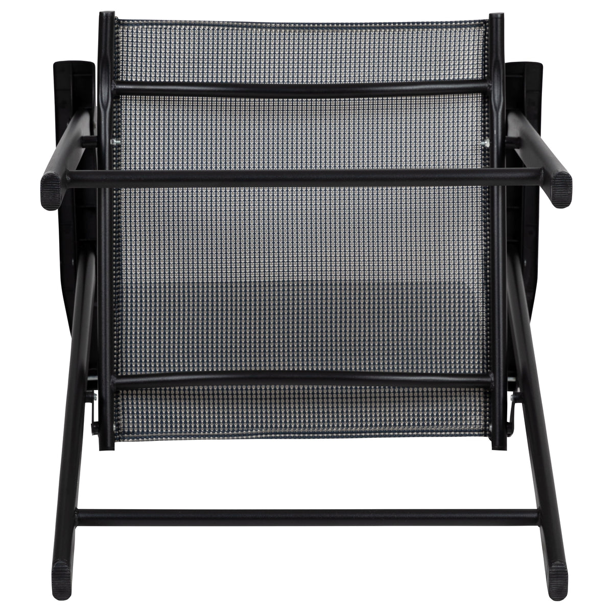 Gray |#| Portable Gray Outdoor Folding Patio Sling Chair with Black Frame - Set of 2