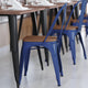 Blue/Teak |#| All-Weather Commercial Stack Chair & Poly Resin Seat - Blue/Teak