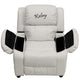 White Vinyl |#| Personalized Deluxe Padded White Vinyl Kids Recliner with Storage Arms