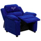 Blue Microfiber |#| Personalized Deluxe Padded Blue Microfiber Kids Recliner with Storage Arms