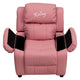 Pink Vinyl |#| Personalized Deluxe Padded Pink Vinyl Kids Recliner with Storage Arms